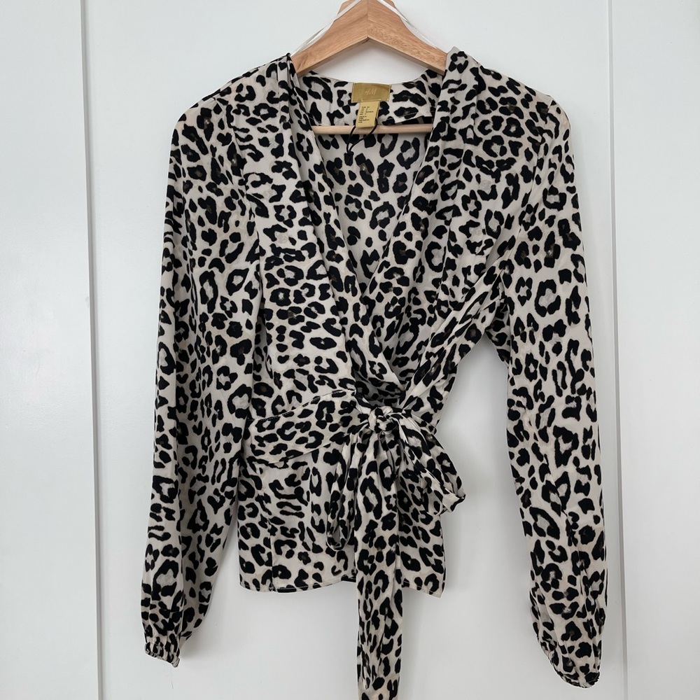 H&M Leopard Print Wrap Top